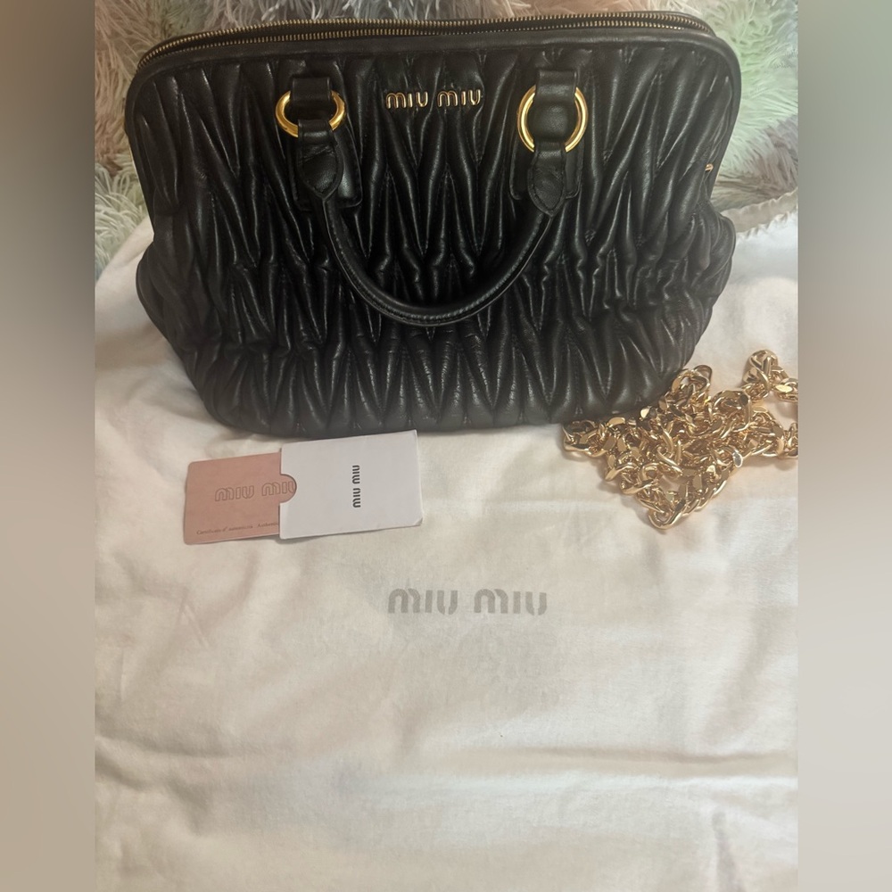 Miu Miu Black Quilted Leather Handbag